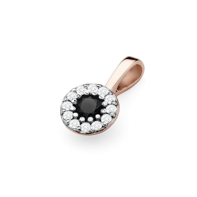 Pandantiv Aur 14K cu Diamante Naturale Albe si Negre 0.22 ct, imaginea 4 din 6