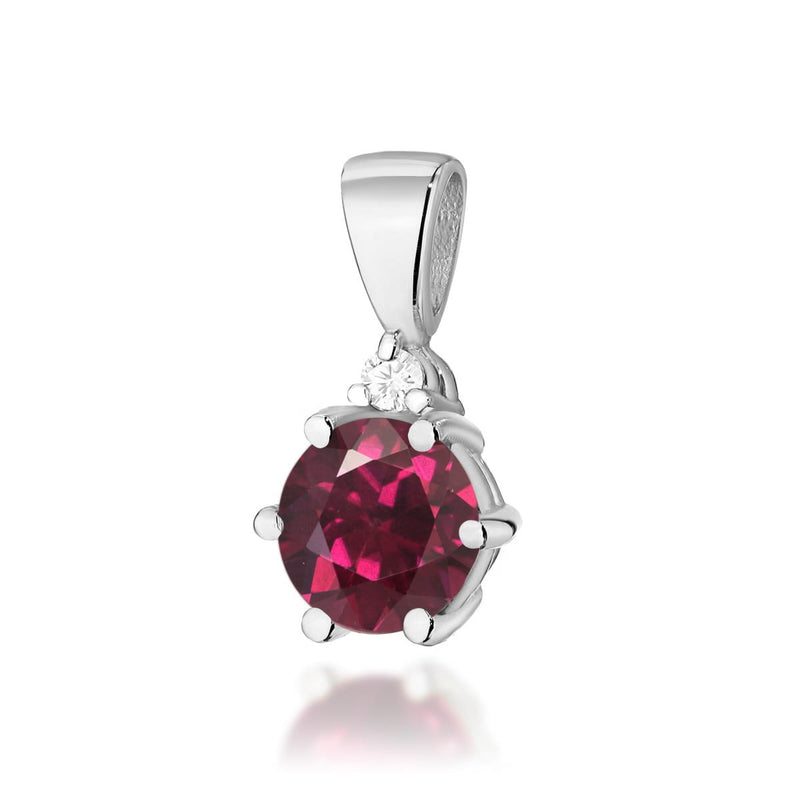Pandantiv Aur 14K cu Rhodolite 0.60 ct si Diamant Natural 0.01 ct, imaginea 5 din 6