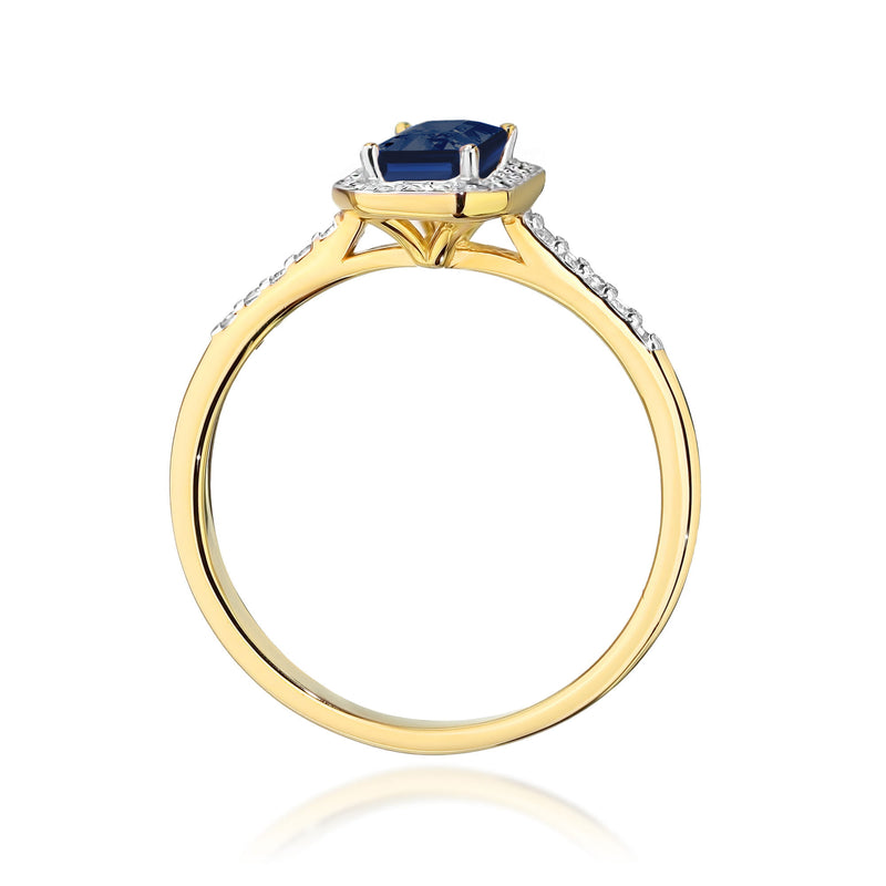 Inel Aur 14K cu Safir 0.60 ct si Diamante Naturale 0.19 ct, imaginea 3 din 12