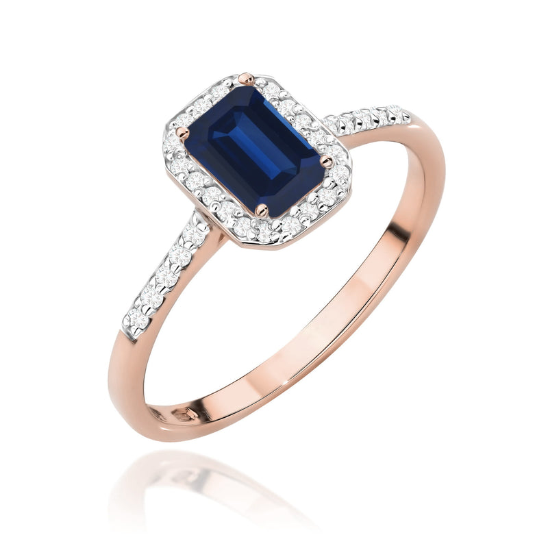 Inel Aur 14K cu Safir 0.60 ct si Diamante Naturale 0.19 ct, imaginea 5 din 12