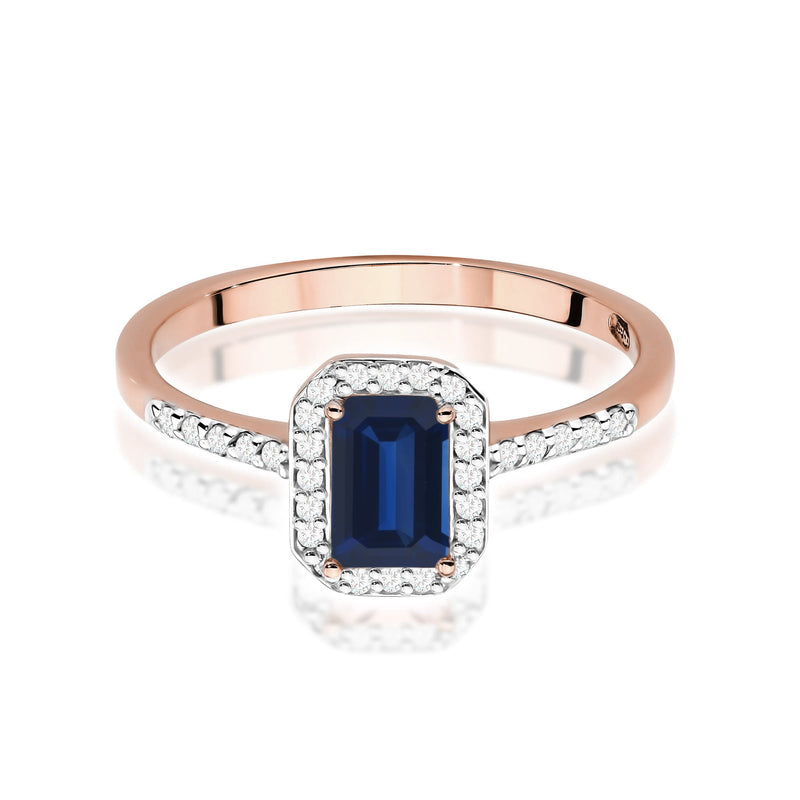 Inel Aur 14K cu Safir 0.60 ct si Diamante Naturale 0.19 ct, imaginea 6 din 12