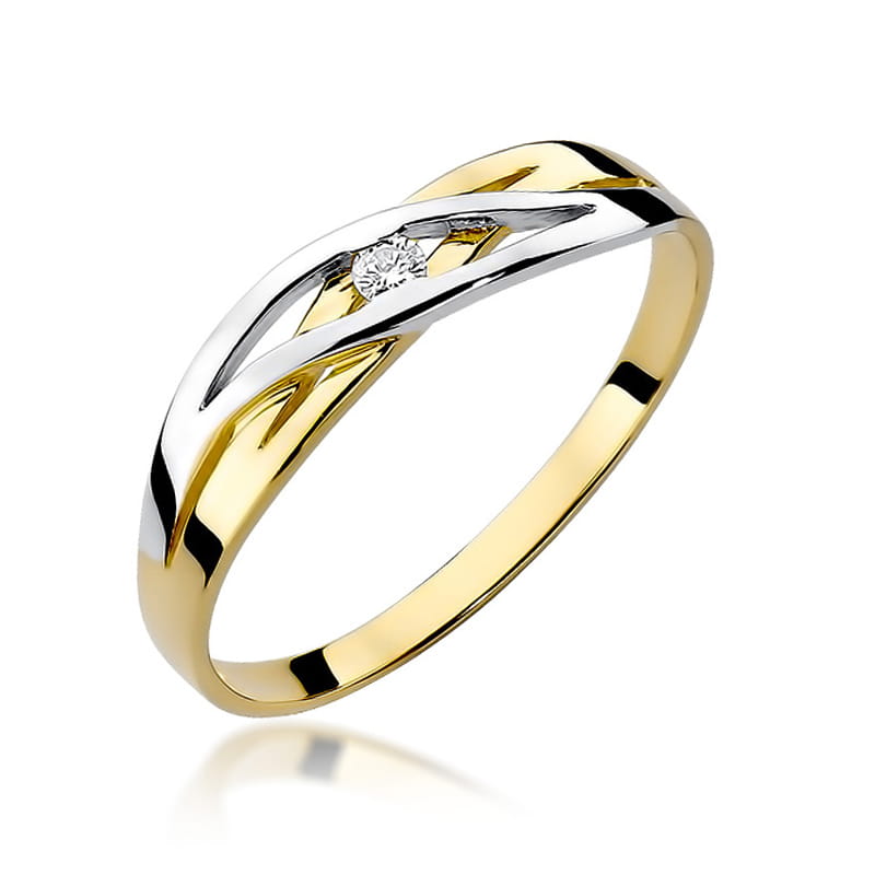 Inel Aur 14K cu Diamant Natural 0.04 ct — Aur galben