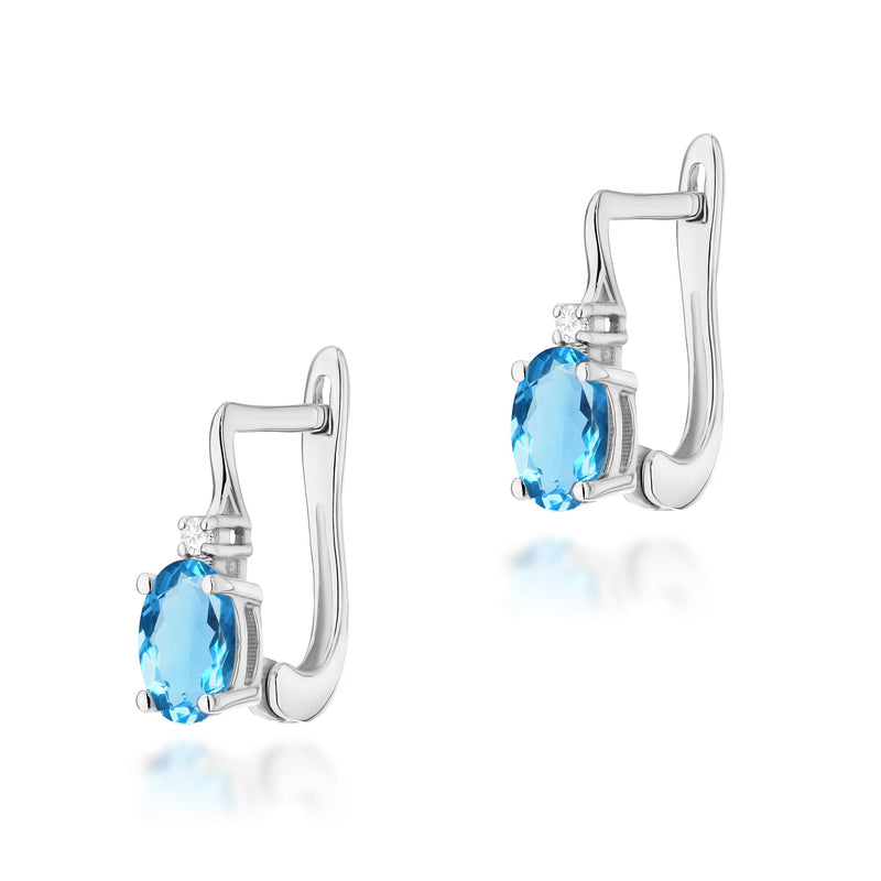 Cercei Aur 14K cu Topaz Swiss 0.50 ct si Diamante Naturale 0.03 ct, imaginea 5 din 6