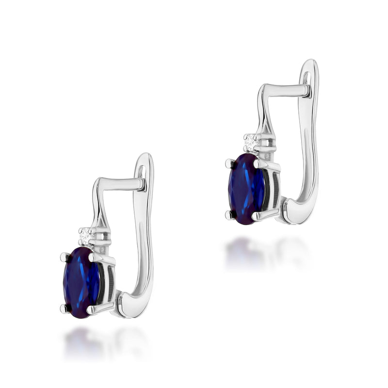 Cercei Aur 14K cu Safir 0.70 ct si Diamante Naturale 0.03 ct, imaginea 5 din 6