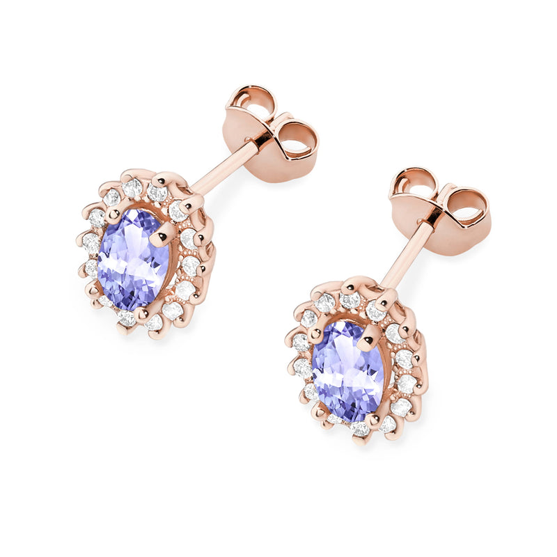 Cercei Aur 14K cu Tanzanit 0.40 ct si Diamante Naturale 0.24 ct, imaginea 5 din 9