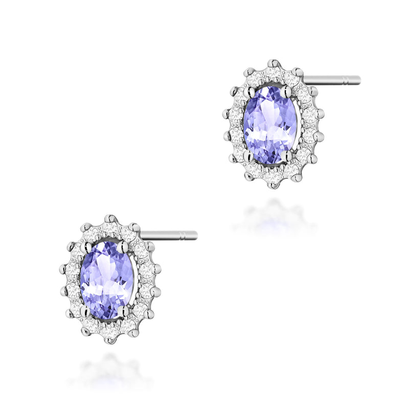 Cercei Aur 14K cu Tanzanit 0.40 ct si Diamante Naturale 0.24 ct, imaginea 7 din 9