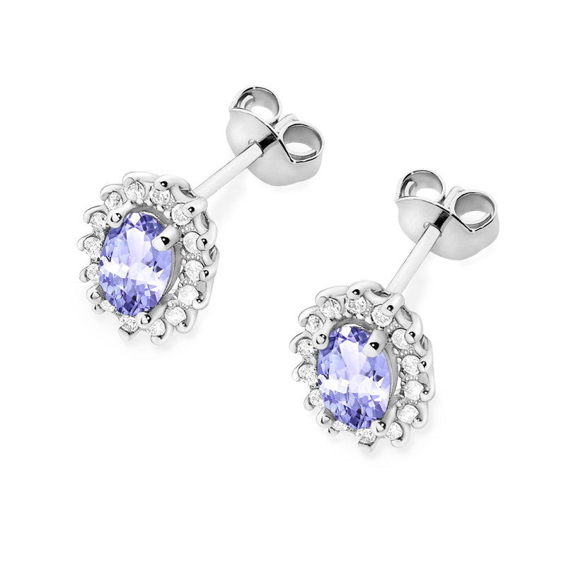 Cercei Aur 14K cu Tanzanit 0.40 ct si Diamante Naturale 0.24 ct, imaginea 8 din 9