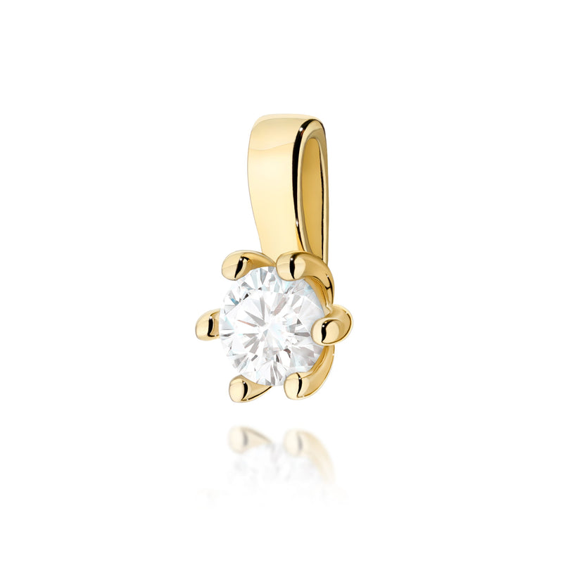 Pandantiv Aur 14K cu Diamant Natural 0.15 ct — Aur galben