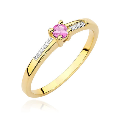 Inel Aur 14K cu Topaz Swiss 0.15 ct si Diamante Naturale 0.04 ct