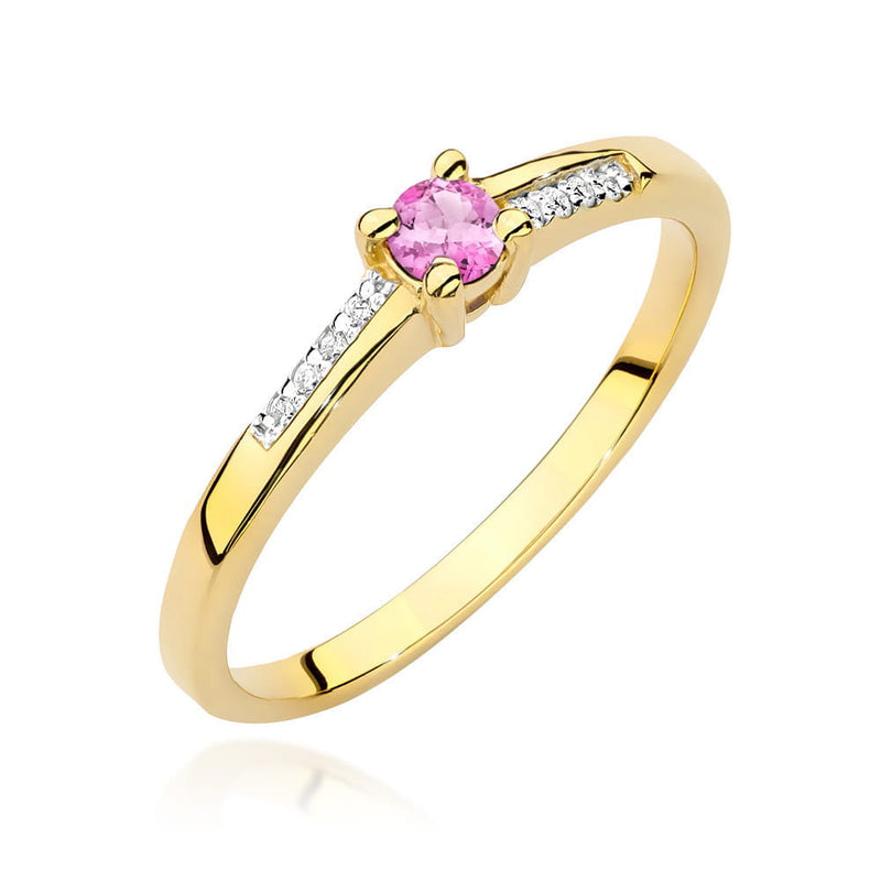 Inel Aur 14K cu Topaz Swiss 0.15 ct si Diamante Naturale 0.04 ct — Aur galben