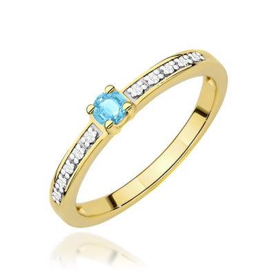 Inel Aur 14K cu Topaz Swiss 0.15 ct si Diamante Naturale 0.05 ct