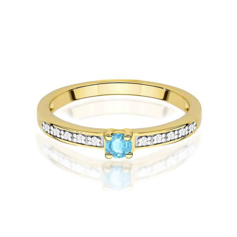 Inel Aur 14K cu Topaz Swiss 0.15 ct si Diamante Naturale 0.05 ct, imaginea 2 din 12