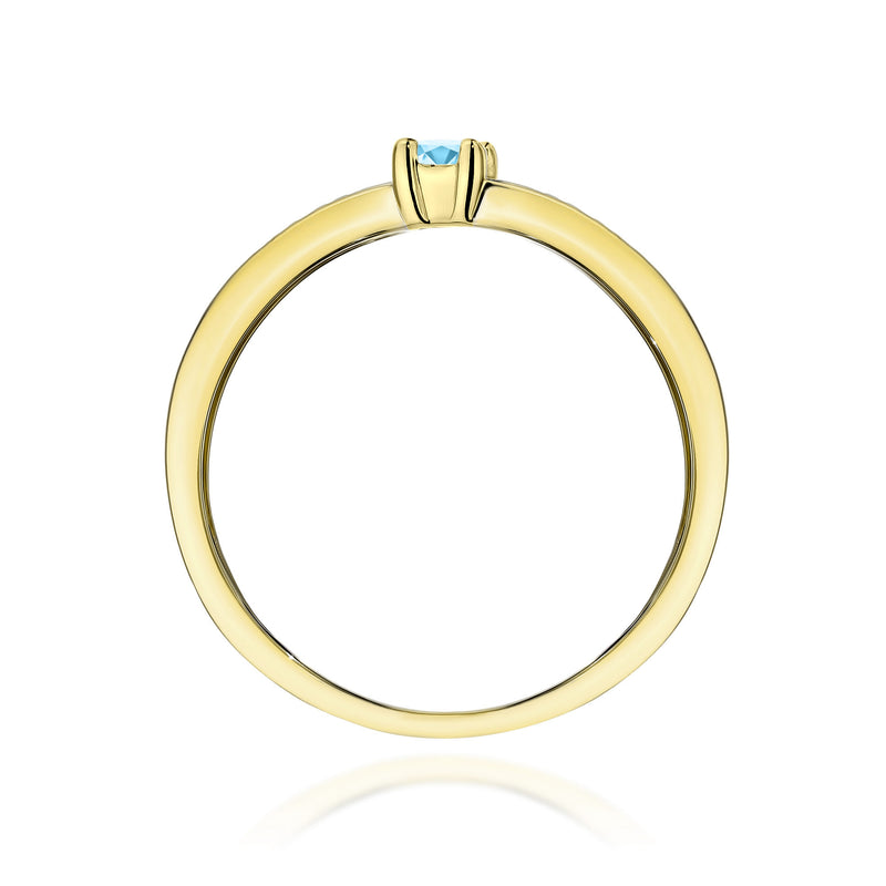 Inel Aur 14K cu Topaz Swiss 0.15 ct si Diamante Naturale 0.05 ct, imaginea 3 din 12