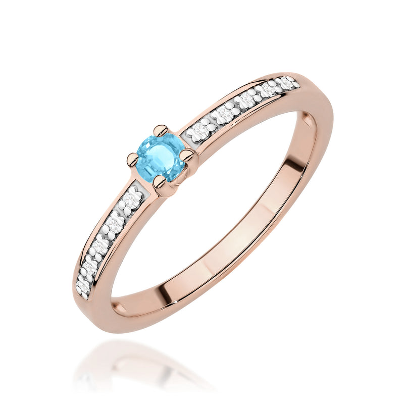 Inel Aur 14K cu Topaz Swiss 0.15 ct si Diamante Naturale 0.05 ct, imaginea 5 din 12