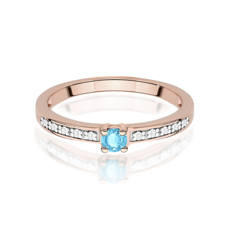 Inel Aur 14K cu Topaz Swiss 0.15 ct si Diamante Naturale 0.05 ct, imaginea 6 din 12