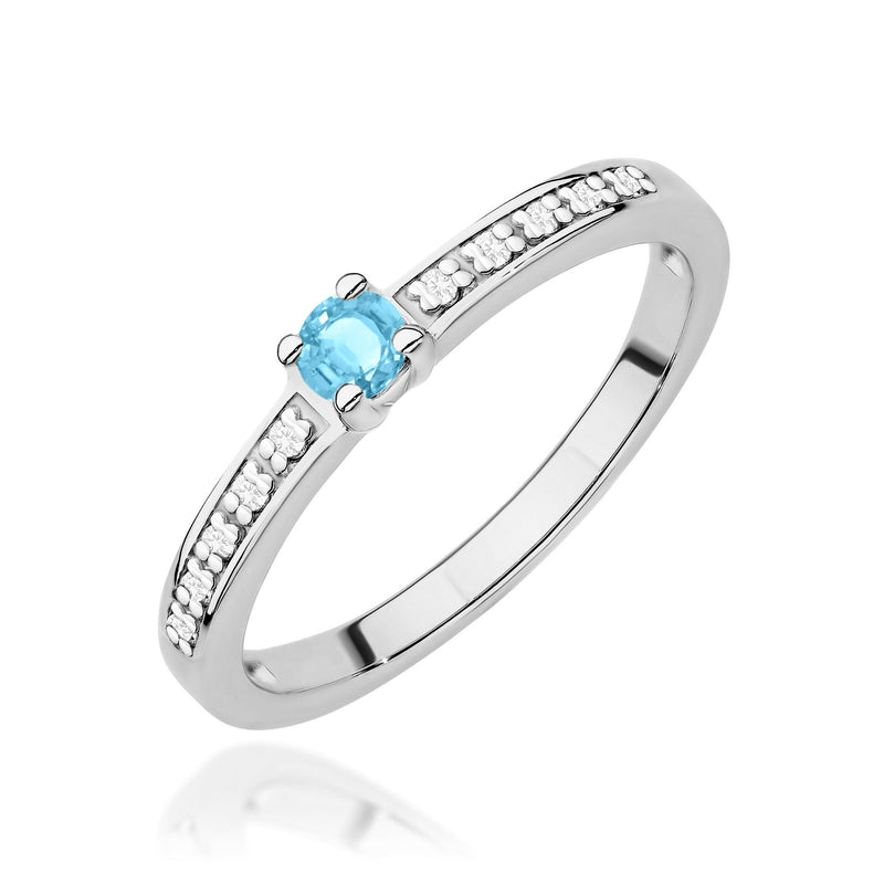Inel Aur 14K cu Topaz Swiss 0.15 ct si Diamante Naturale 0.05 ct, imaginea 9 din 12