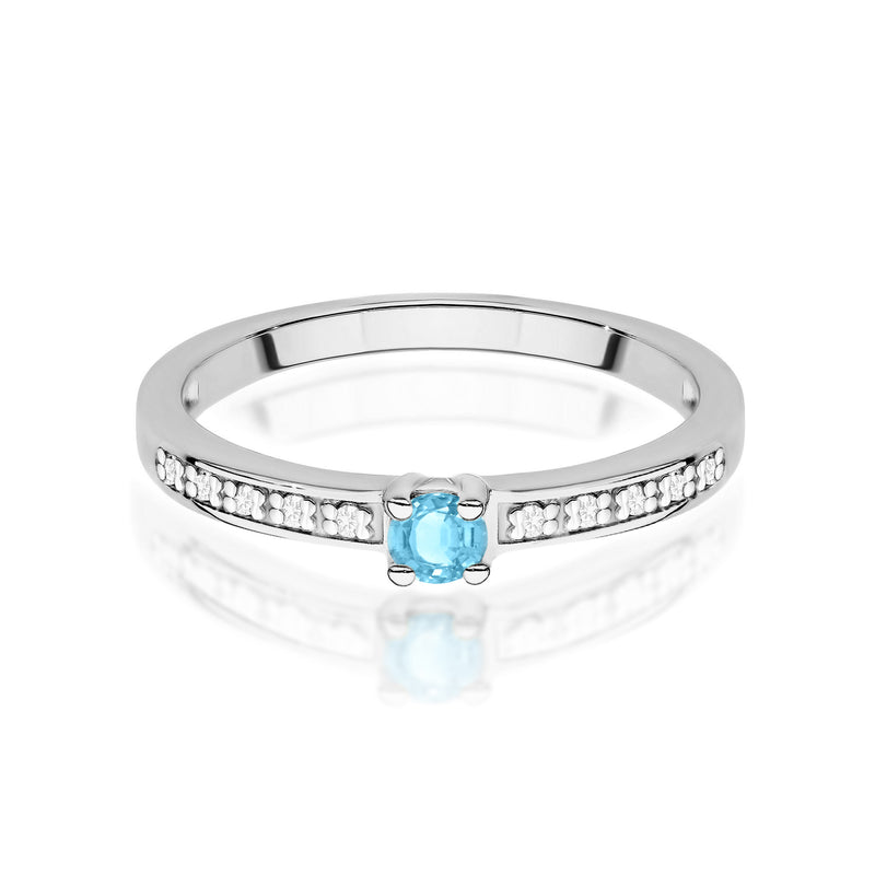 Inel Aur 14K cu Topaz Swiss 0.15 ct si Diamante Naturale 0.05 ct, imaginea 10 din 12