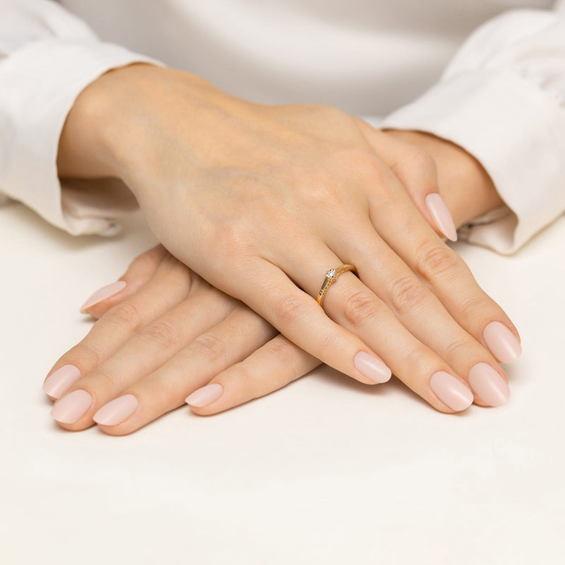 Inel Aur 14K cu Diamant Natural 0.03 ct, imaginea 4 din 12
