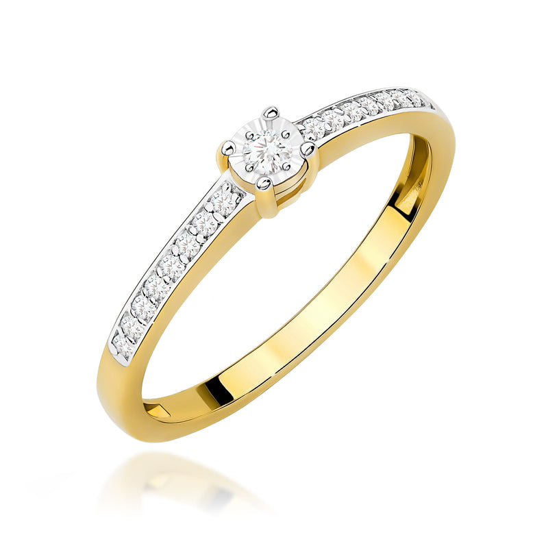 Inel Aur 14K cu Diamante Naturale 0.11 ct — Aur galben