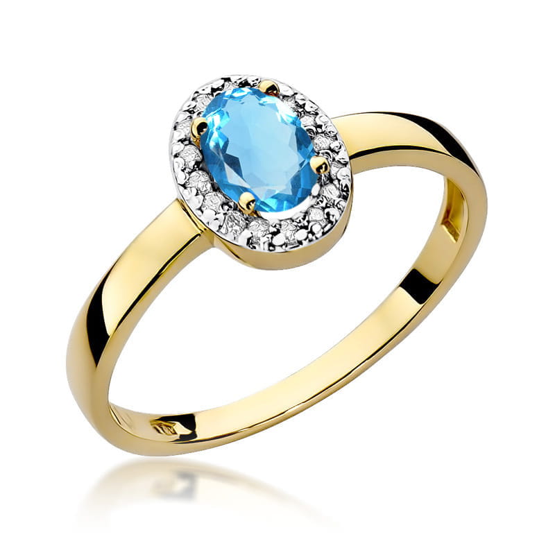 Inel Aur 14K cu Topaz Swiss 0.50 ct si Diamante Naturale 0.08 ct — Aur galben