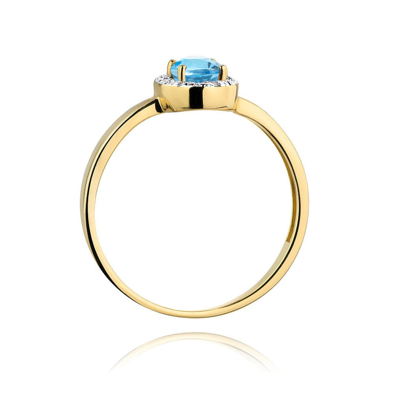 Inel Aur 14K cu Topaz Swiss 0.50 ct si Diamante Naturale 0.08 ct, imaginea 3 din 12