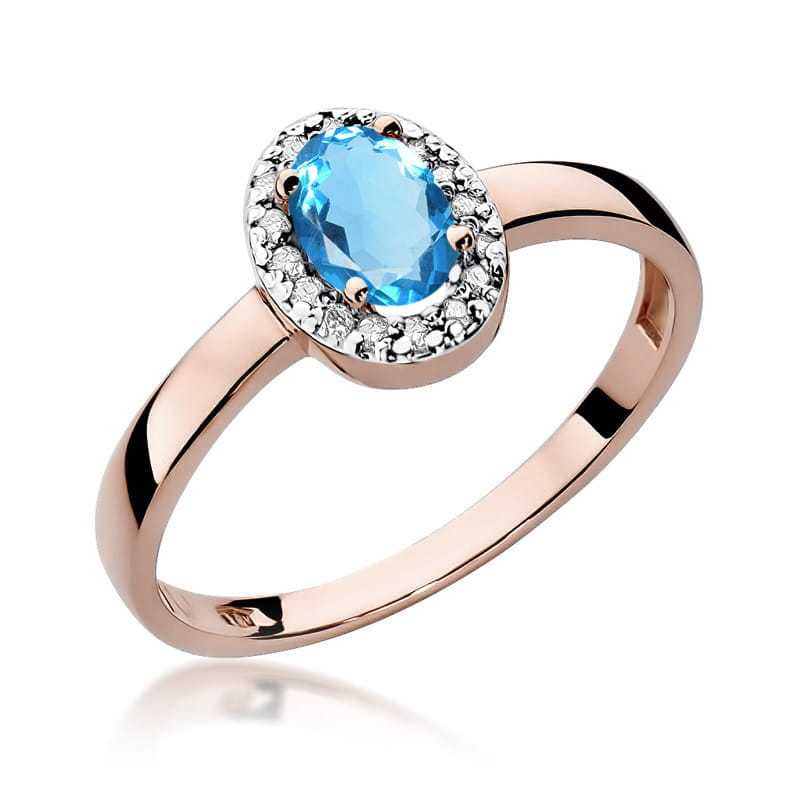 Inel Aur 14K cu Topaz Swiss 0.50 ct si Diamante Naturale 0.08 ct, imaginea 5 din 12