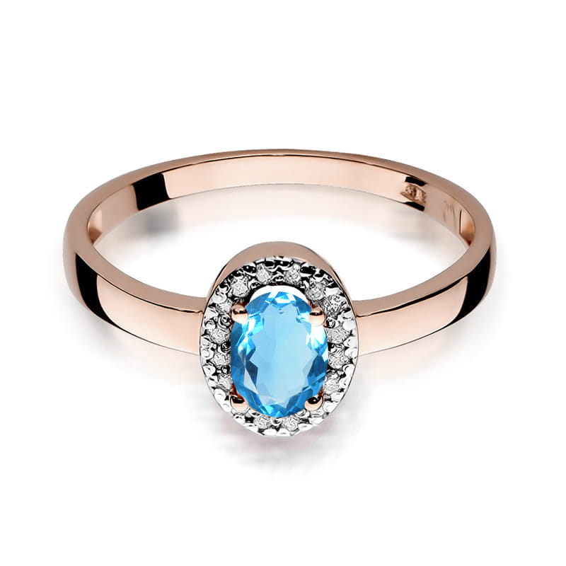 Inel Aur 14K cu Topaz Swiss 0.50 ct si Diamante Naturale 0.08 ct, imaginea 6 din 12