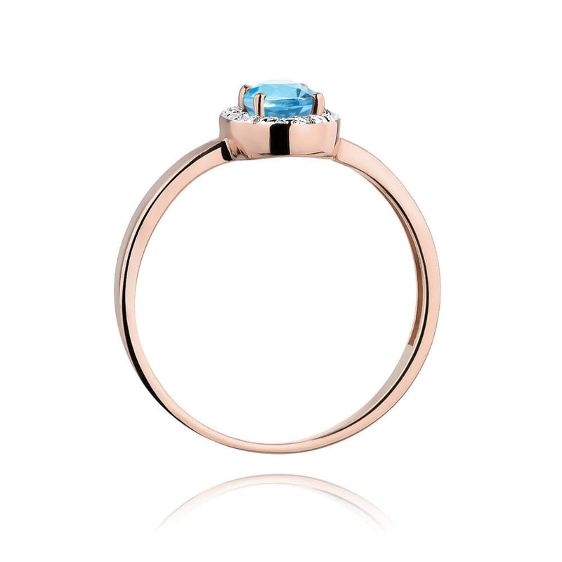 Inel Aur 14K cu Topaz Swiss 0.50 ct si Diamante Naturale 0.08 ct, imaginea 7 din 12