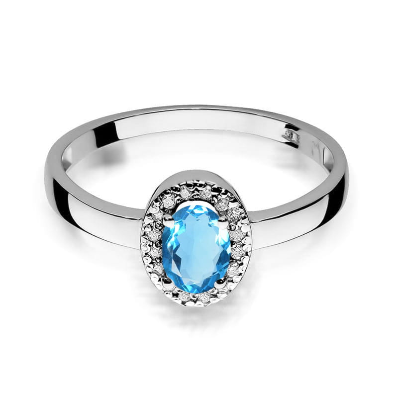Inel Aur 14K cu Topaz Swiss 0.50 ct si Diamante Naturale 0.08 ct, imaginea 10 din 12