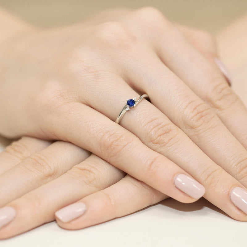 Inel Aur 14K cu Safir 0.15 ct si Diamante Naturale 0.02 ct, imaginea 12 din 12