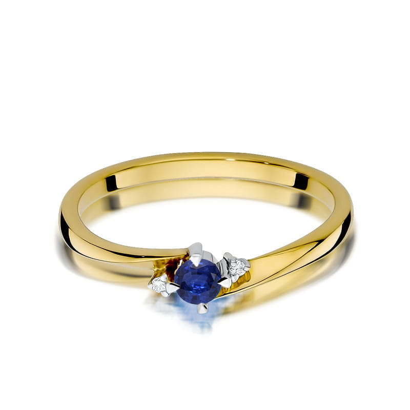 Inel Aur 14K cu Safir 0.15 ct si Diamante Naturale 0.02 ct, imaginea 2 din 12