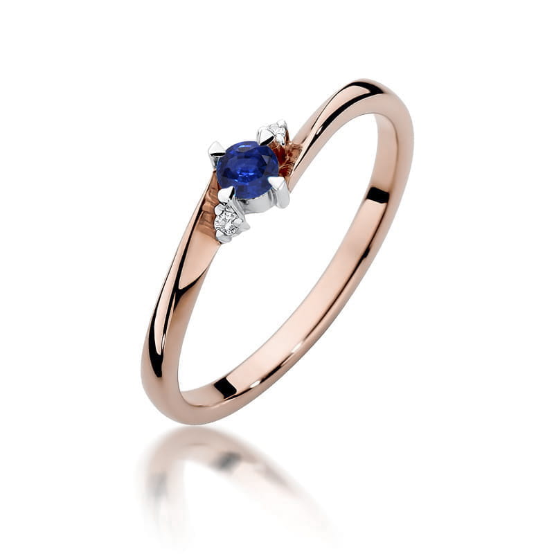 Inel Aur 14K cu Safir 0.15 ct si Diamante Naturale 0.02 ct, imaginea 5 din 12