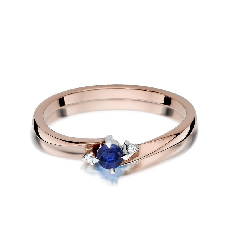 Inel Aur 14K cu Safir 0.15 ct si Diamante Naturale 0.02 ct, imaginea 6 din 12