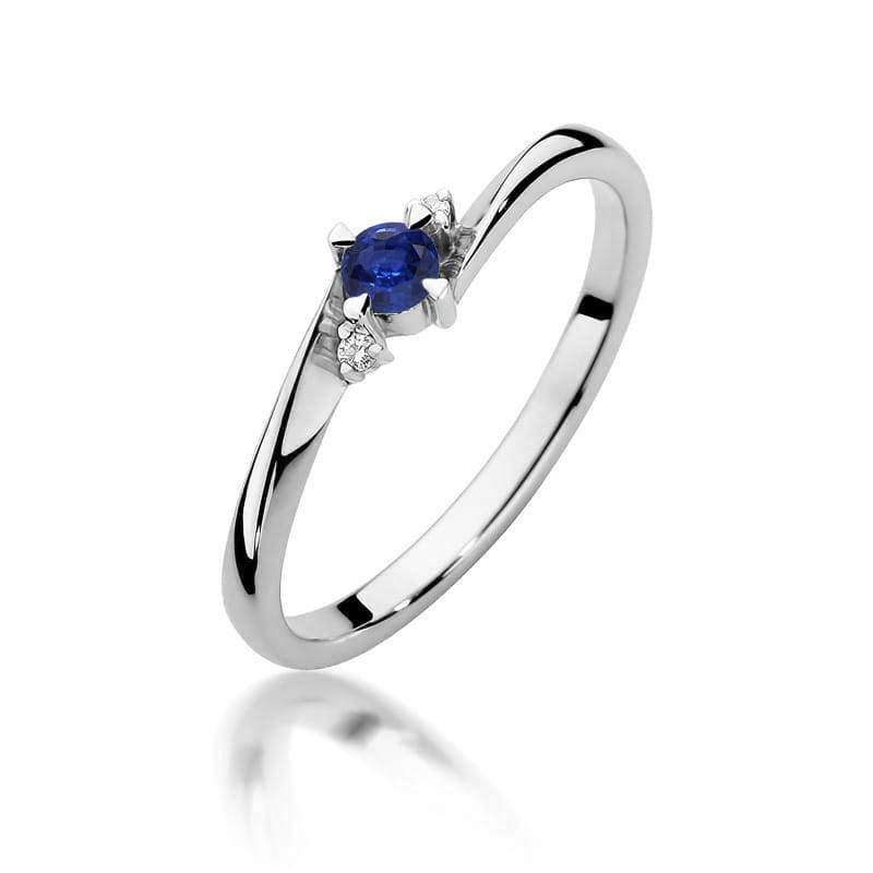 Inel Aur 14K cu Safir 0.15 ct si Diamante Naturale 0.02 ct, imaginea 9 din 12