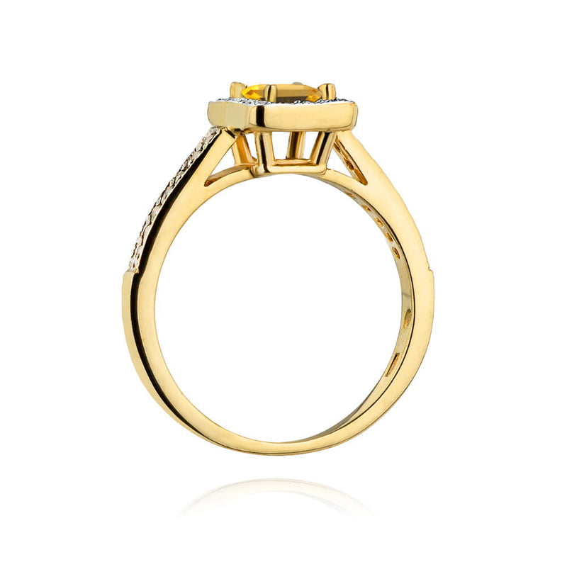 Inel Aur 14K cu Citrin 0.60 ct si Diamante Naturale 0.19 ct, imaginea 3 din 12