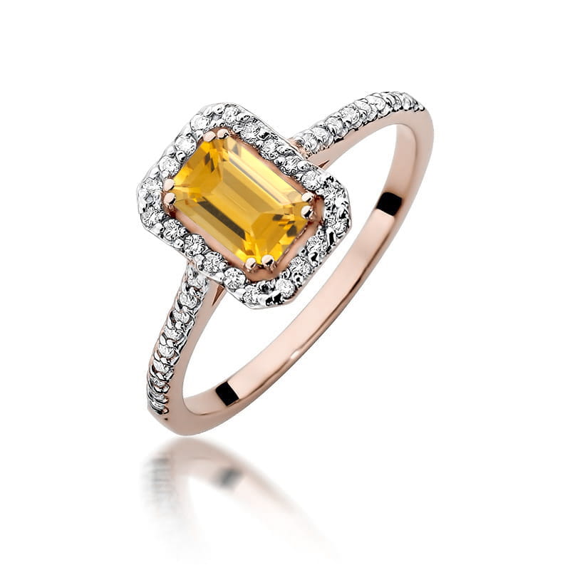 Inel Aur 14K cu Citrin 0.60 ct si Diamante Naturale 0.19 ct, imaginea 5 din 12