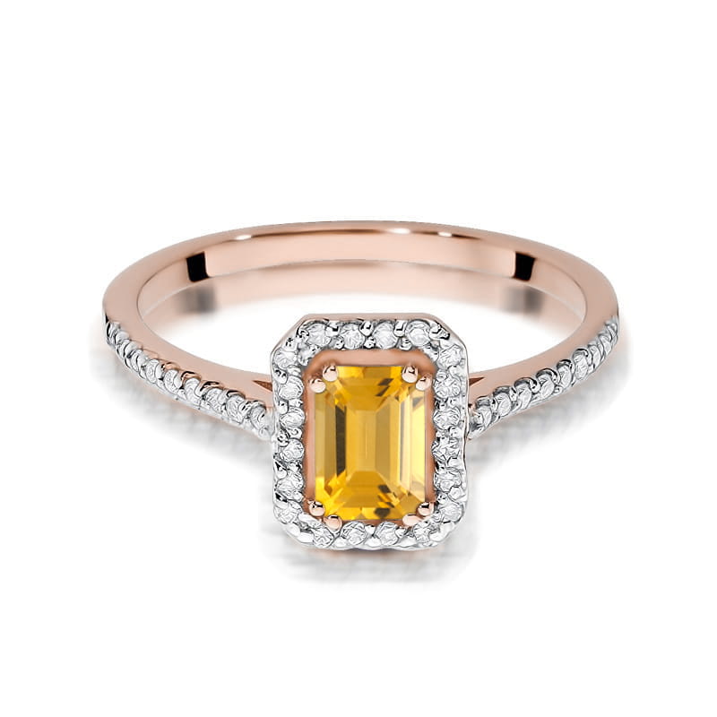 Inel Aur 14K cu Citrin 0.60 ct si Diamante Naturale 0.19 ct, imaginea 6 din 12