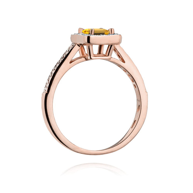 Inel Aur 14K cu Citrin 0.60 ct si Diamante Naturale 0.19 ct, imaginea 7 din 12