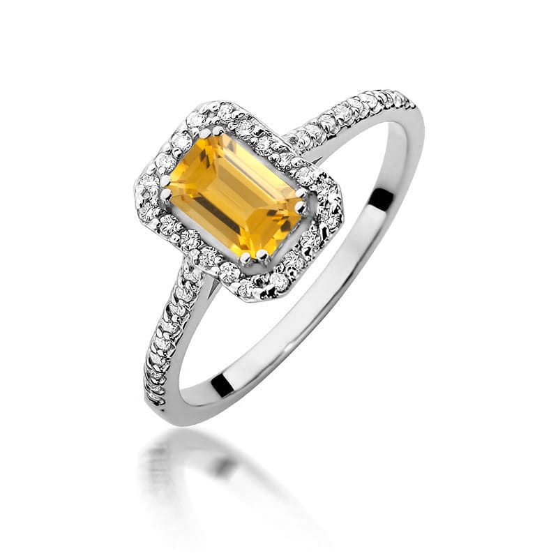 Inel Aur 14K cu Citrin 0.60 ct si Diamante Naturale 0.19 ct, imaginea 9 din 12