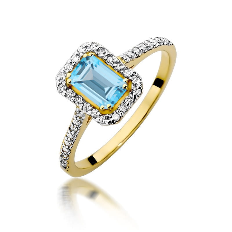 Inel Aur 14K cu Topaz Swiss 0.65 ct si Diamante Naturale 0.19 ct — Aur galben
