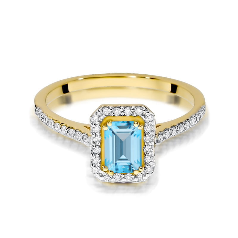Inel Aur 14K cu Topaz Swiss 0.65 ct si Diamante Naturale 0.19 ct, imaginea 2 din 12