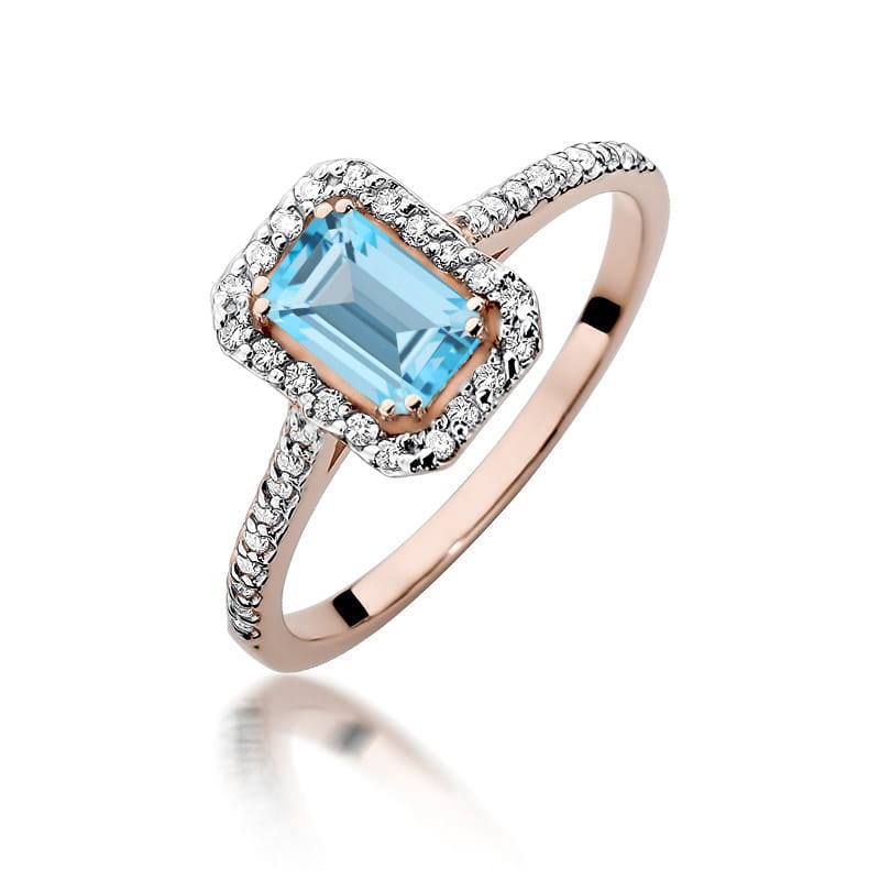 Inel Aur 14K cu Topaz Swiss 0.65 ct si Diamante Naturale 0.19 ct, imaginea 5 din 12