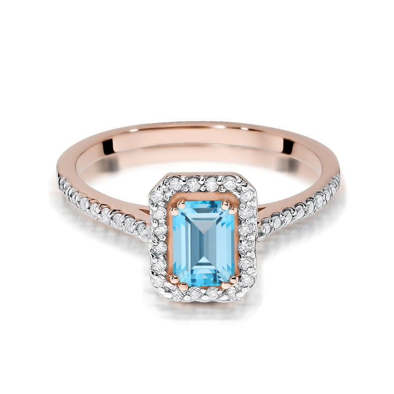 Inel Aur 14K cu Topaz Swiss 0.65 ct si Diamante Naturale 0.19 ct, imaginea 6 din 12