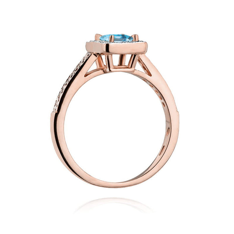 Inel Aur 14K cu Topaz Swiss 0.65 ct si Diamante Naturale 0.19 ct, imaginea 7 din 12