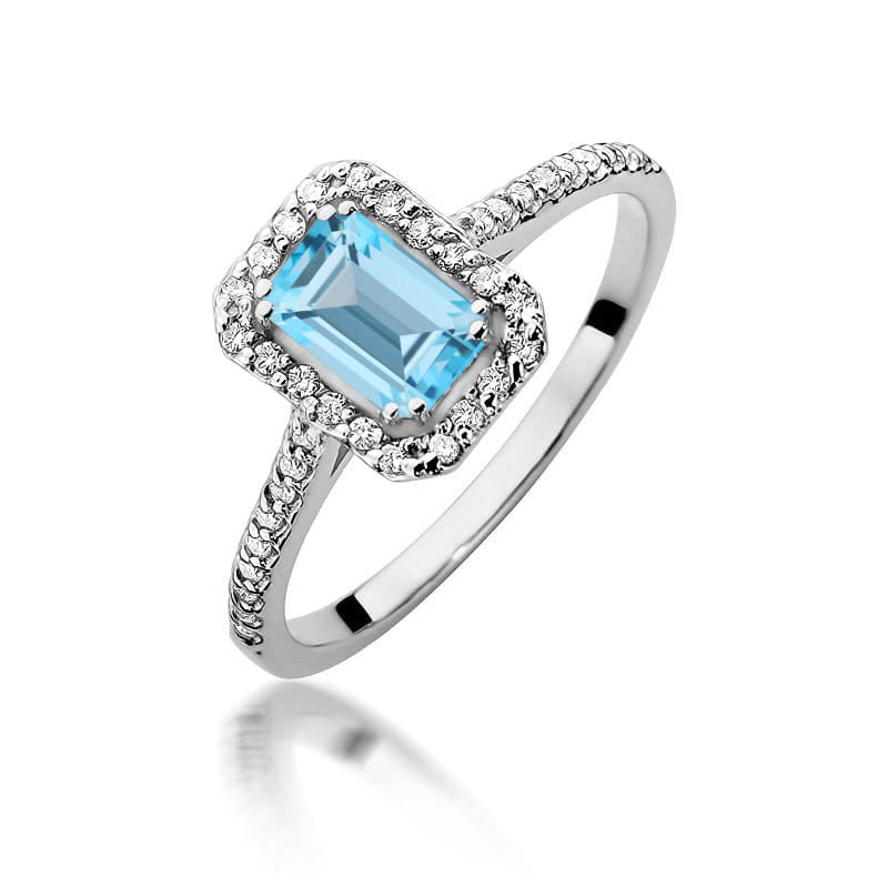 Inel Aur 14K cu Topaz Swiss 0.65 ct si Diamante Naturale 0.19 ct, imaginea 9 din 12