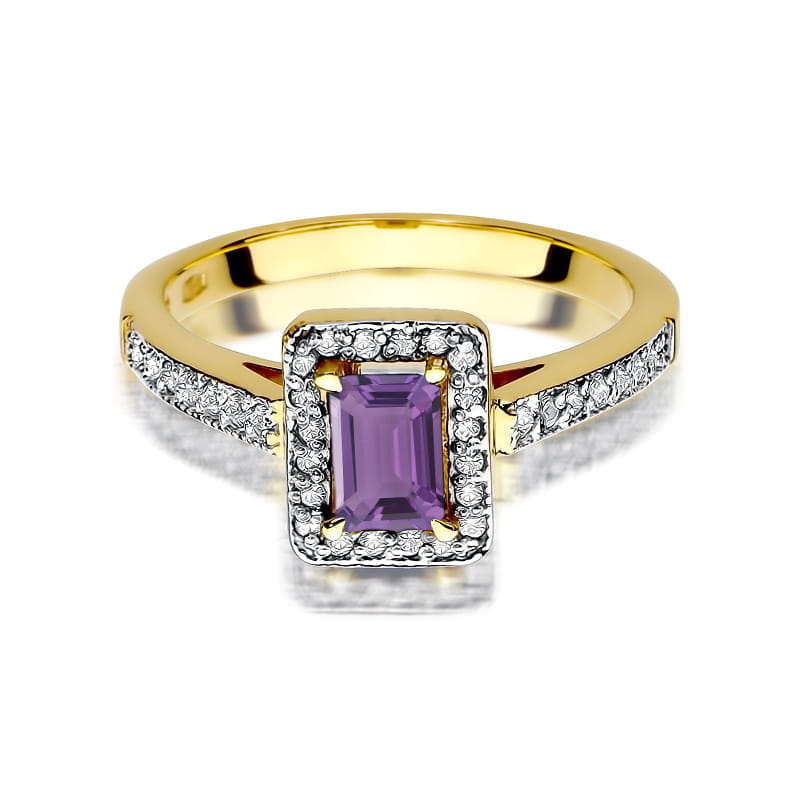 Inel Aur 14K cu Ametist 0.50 ct si Diamante Naturale 0.22 ct, imaginea 2 din 12