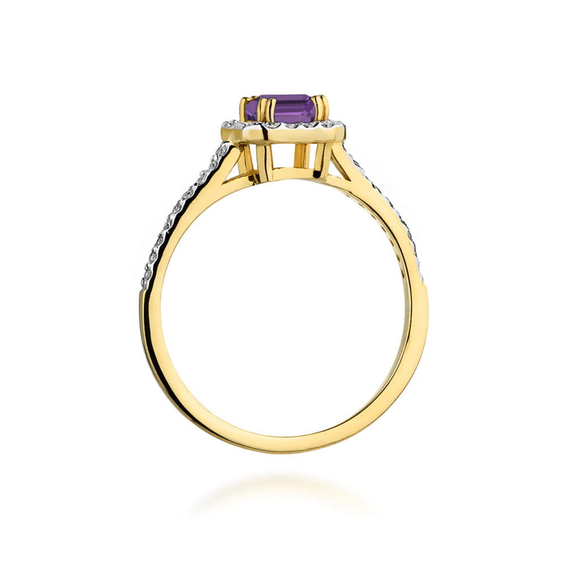 Inel Aur 14K cu Ametist 0.50 ct si Diamante Naturale 0.22 ct, imaginea 3 din 12