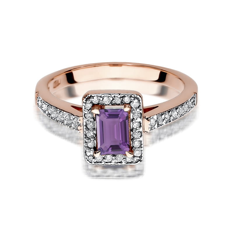 Inel Aur 14K cu Ametist 0.50 ct si Diamante Naturale 0.22 ct, imaginea 6 din 12