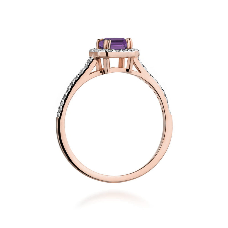 Inel Aur 14K cu Ametist 0.50 ct si Diamante Naturale 0.22 ct, imaginea 7 din 12