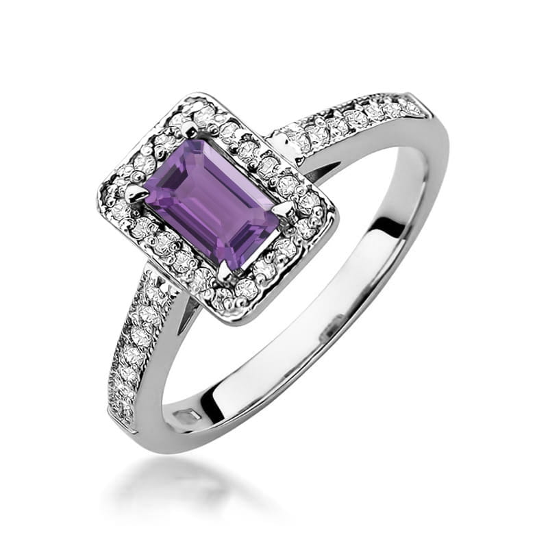 Inel Aur 14K cu Ametist 0.50 ct si Diamante Naturale 0.22 ct, imaginea 9 din 12